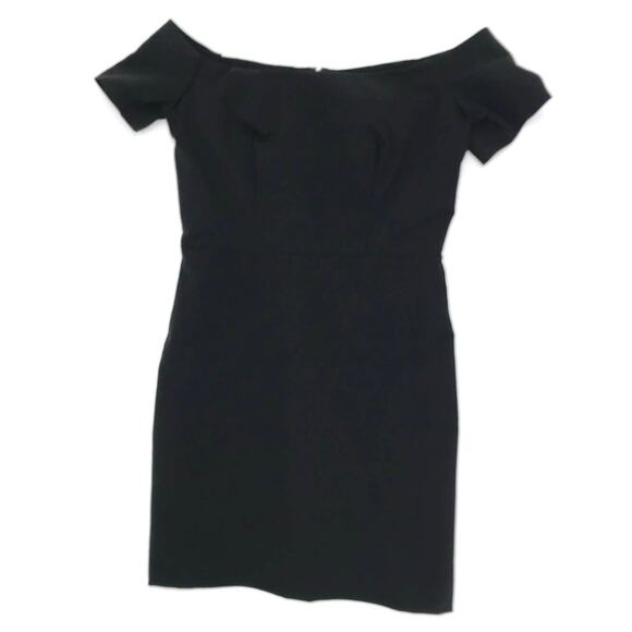 Line + Dot Cecil Black Off Shoulder Mini Dress M Party Stretch - Picture 2 of 8